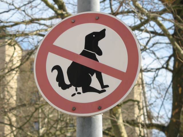 Schild mit dem Hinweis auf zu vermeidenden Hundekot