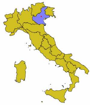 Lage der Partnerstadt San Zenone auf dem italienischen Stiefel